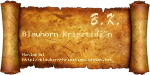 Blauhorn Krisztián névjegykártya
